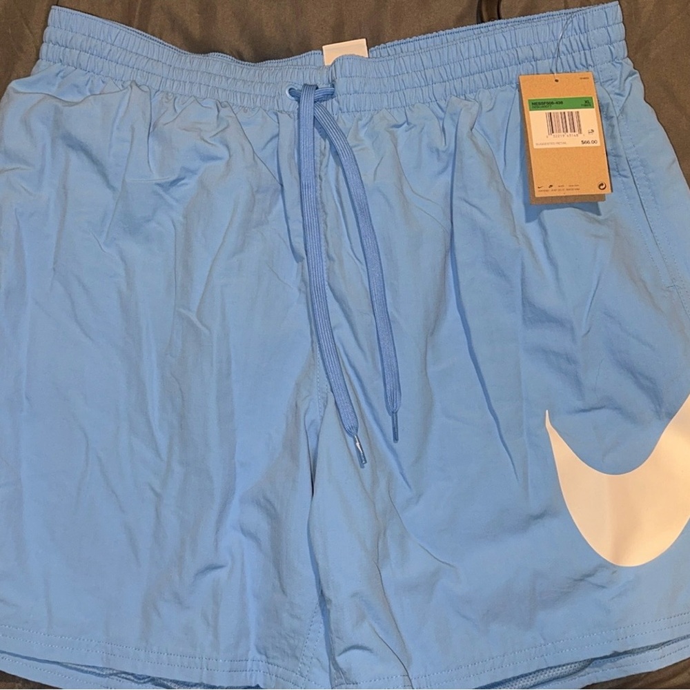 Nike Men’s Light Blue Athletic Shorts with White Swoosh